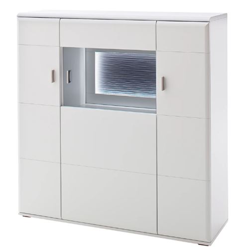 Buffet en bois coloris blanc mat - L.120 x H.124 x P.38 cm -PEGANE-