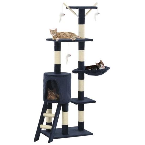 Comparer les prix de vidaXL Arbre à chat avec griffoirs en sisal 138 cm Bleu foncé