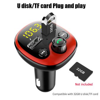 Noir--Transmetteur FM Bluetooth 5.0 pour Voiture, Modulateur d'Radio,  Lecteur MP3, Mains Libres, USB, Adaptat