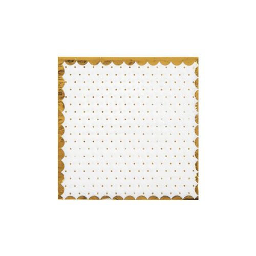 20 serviettes cocktail à pois or chic 25cm blanc - Coloris : Jaune000683000000001