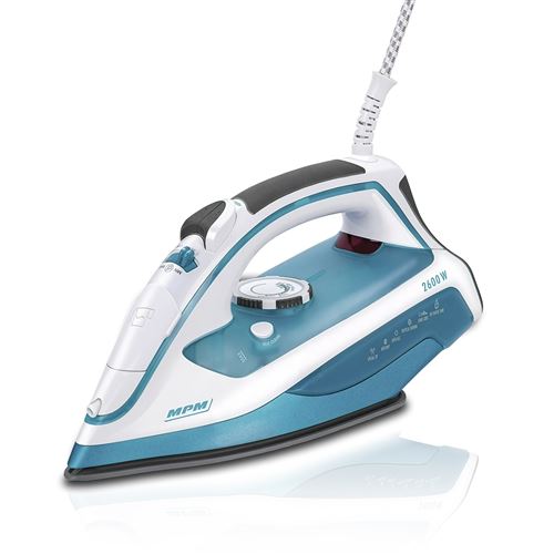 Fer à repasser Mpm 2600 w en acier inoxydable coup de vapeur 80 gr mi, autonettoyant