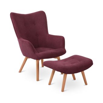100 Sur Besoa Hagersten Class 20 Fauteuil Design Avec Repose Pieds Rembourrage Confortable Aubergine Achat Prix Fnac