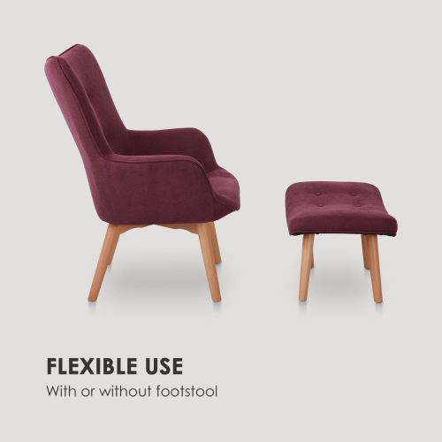 Besoa Hagersten Class 20 Fauteuil design avec repose pieds Rembourrage confortable aubergine Besoa Hagersten Class 20 Fauteuil design avec repose pieds Rembourrage confortable aubergine