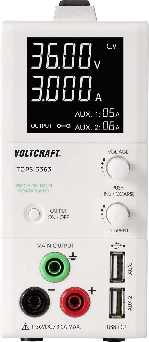 VOLTCRAFT Labornetzgerät, einstellbar TOPS-3363 1 - 36 V/DC 0.25 - 3 A 100 W OVP, schmale Bauform