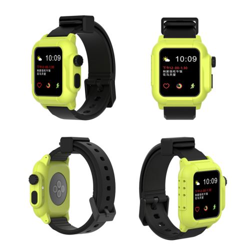 Bracelet en silicone WISETONY remplacement pour Apple Watch Series 2/3 42mm - Vert&Noir