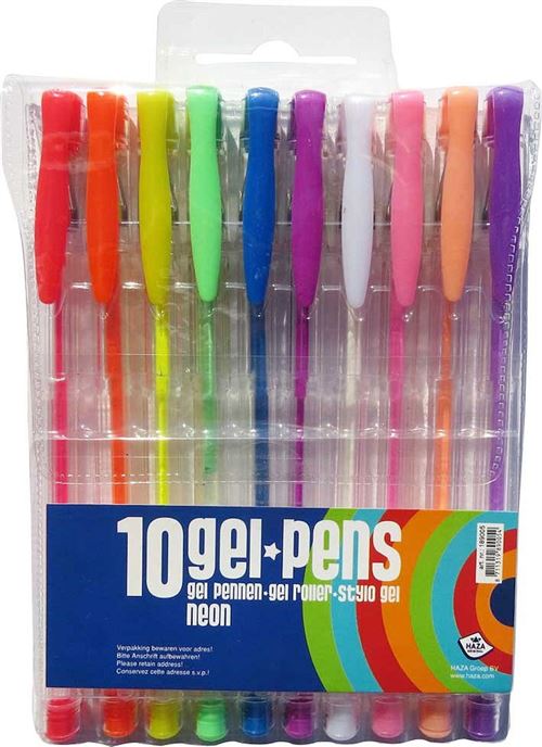 Stylos gel 10 pièces néon