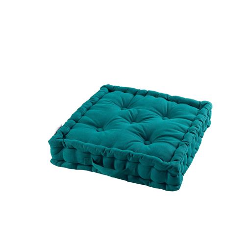 Coussin de sol 45 x 45 x 10 cm coton uni panama Emeraude