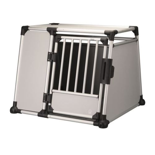 trixie box de transport - aluminium - l et xl : 94 x 75 x 88 cm - gris argent et gris clair - pour chien
