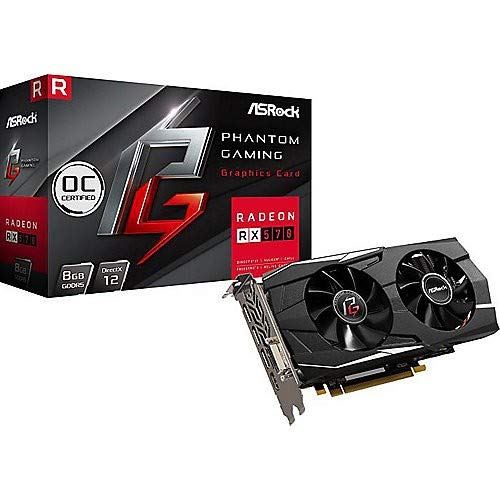 ASRock Phantom Gaming D Radeon RX570 8G OC Carte graphique Radeon RX 570 8 Go GDDR5 PCIe 3.0 x16 DVI, HDMI, 3 x DisplayPort