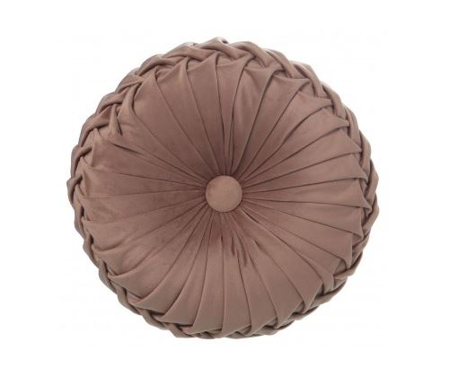 Coussin Rond Velours Plissé Rose