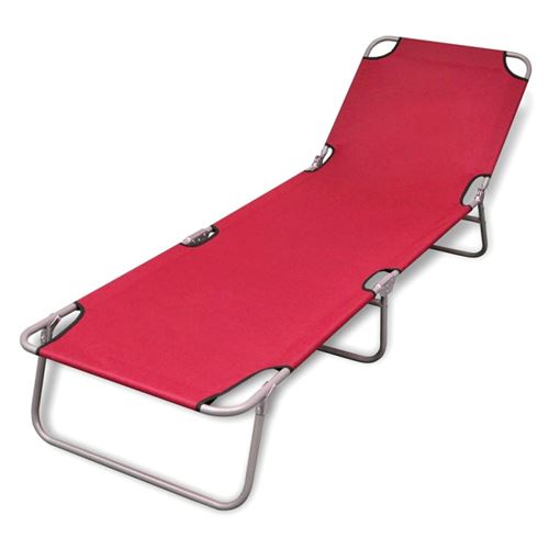 Vidaxl Rouge Chaise Longue Pliable Acier - Image 3