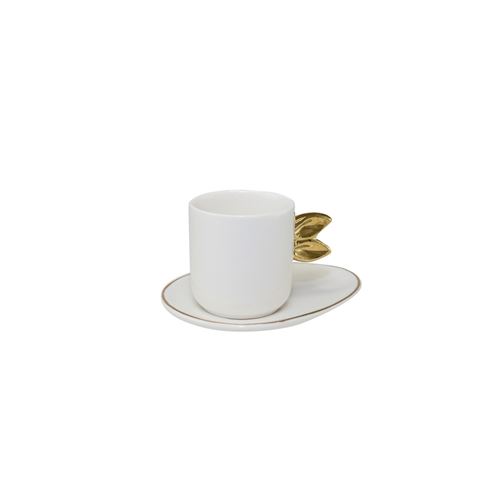 Aulica Set tasses et sous tasses Blanc