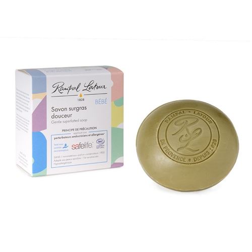 Savon surgras douceur pour bébé, au savon de marseille et à l'huile d'olive bio, 100gr, label SAFELIFE