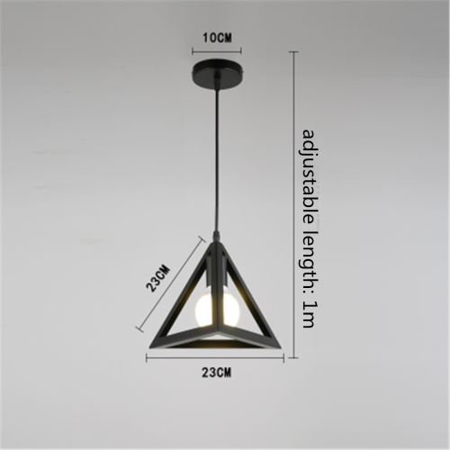 Rétro Lampe Suspension Géométrique Industriel Lustre Plafonnier Vintage Pendant Cuisine Bar Fixture E27 Triangle