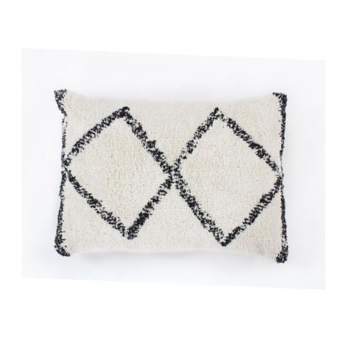 coussin berbere box - 30 x 50 cm - beige et noir