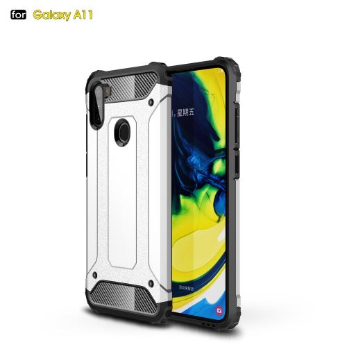 Coque en TPU combo garde d'armure argent pour votre Samsung Galaxy A11