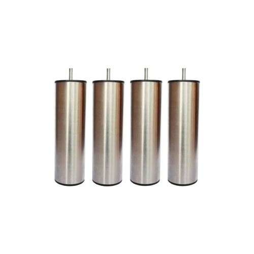 Jeu De Pieds Cylindriques Inox Brosse Saturne O 5 H 19 Cm - Lot De 4