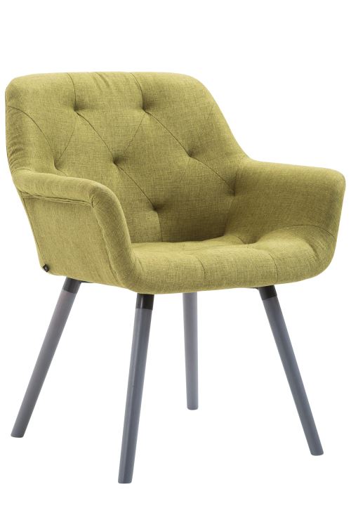 Chaise de Salle à manger Cassidy en Tissu avec accoudoirs - Piètement Bois de Hêtre Gris - Couleur de revêtement Vert