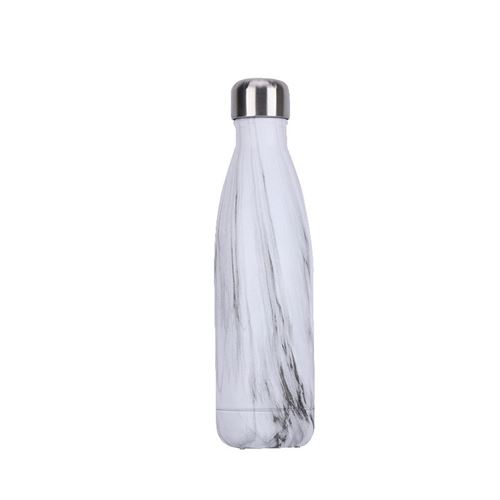 Bouteille Isotherme VORMOR 500ml Gourde Metal INOX Réutilisable Motif Bois - Blanc