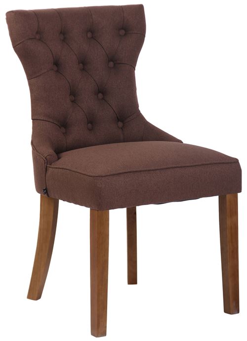 Chaise de salle à manger Franca en tissu avec pieds en bois de caoutchouc , Marron/Antique clair