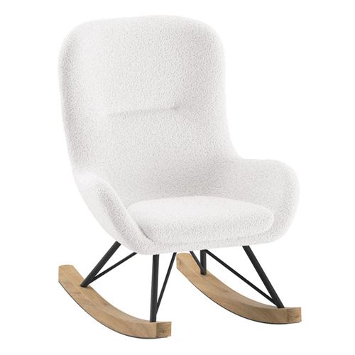Fauteuil à Bascule Bouclette "Rocky" 68cm Blanc