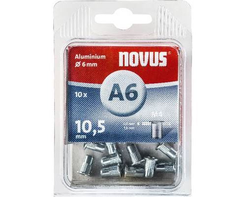 Novus 106440700 Ecrou à sertir en aveugle (Ø x L) 6 mm x 6 mm M4 aluminium aluminium 10 pc(s)