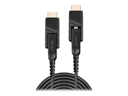 Lindy - Câble HDMI avec kit Ethernet - HDMI micro mâle pour HDMI micro mâle - 20 m - cuivre hybride/fibre optique - noir - support 4K
