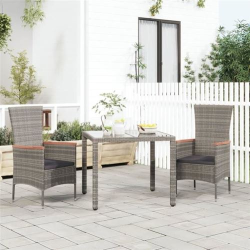 Vidaxl Grise/Gris Chaises Jardin Résine Tressée - Lot De 2 - Image 3