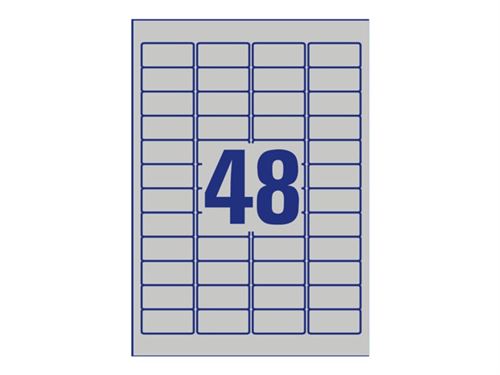 Avery Zweckform - Polyester - mat - permanente kleeflaag - zilver - 45.7 x 21.2 mm 384 etiket(ten) (8 vel(len) x 48) etiketten
