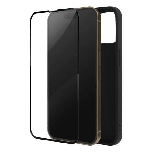 Coque pour iPhone 14 Pro Souple Noir et Verre Trempé 9H Avizar Contour Noir
