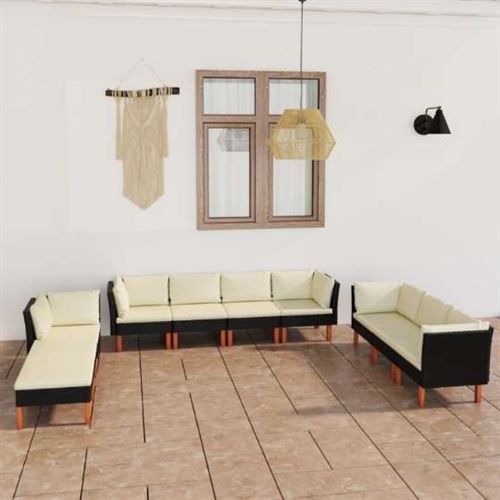 Non Communiqué Noir Salon De Jardin Vidaxl Resine Tressee 5 Pieces 10 Personnes