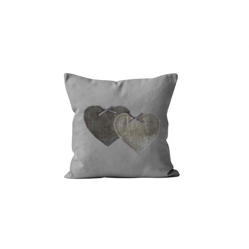Coussin déhoussable pur coton 40x40 cm LOVE gris, par Soleil d'Ocre