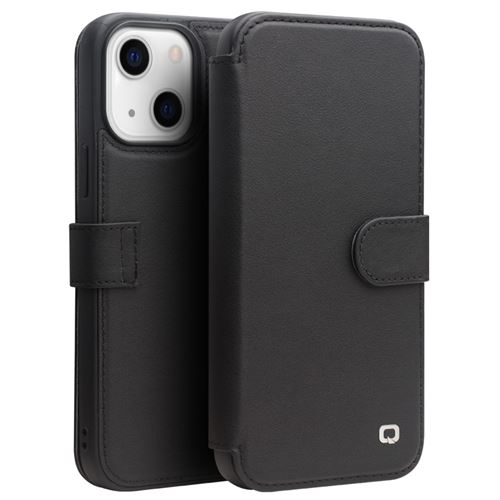 Etui en cuir véritable noir pour votre iPhone 13 6.1 pouces