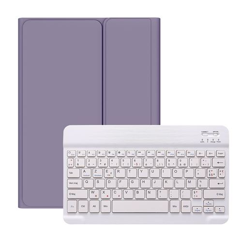Étui HSMY en Silicone avec Clavier Français AZERTY Bluetooth pour iPad Air4 10.9 - Violet&Blanc