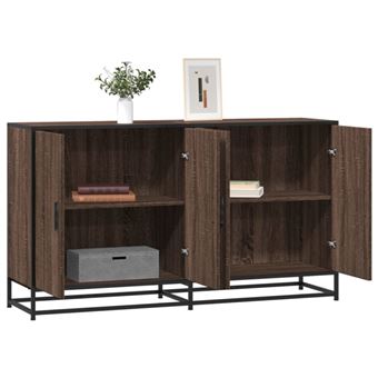 Buffet chêne marron 134x35x76 cm bois d ingénierie - 1