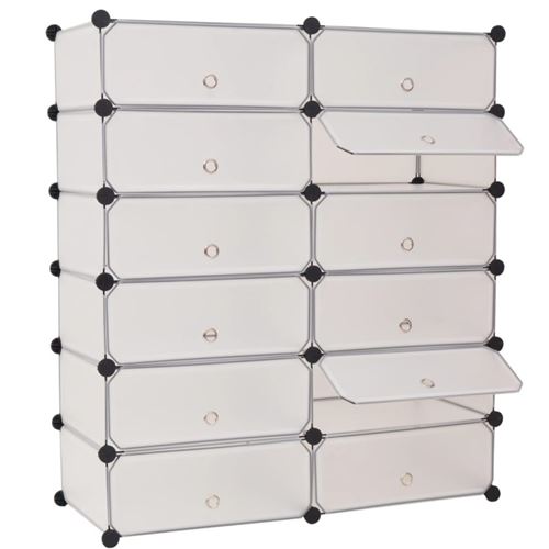 Vidaxl Blanc Armoire À Chaussures Avec 12 Compartiments - Image 3