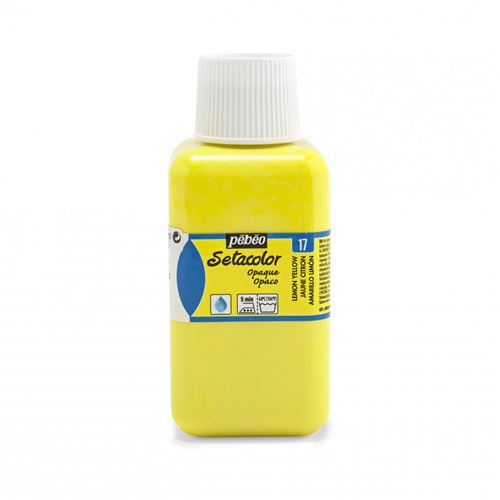  Pot de peinture pour tissu - Textile - Jaune citron - P&eacute;b&eacute;o - Setacolor - 250ml 