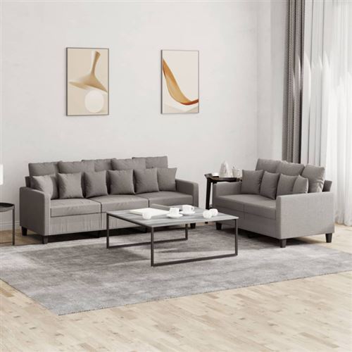 Non Communiqué Marron Ensemble De Canapés 2 Pcs Avec Coussins Taupe Tissu