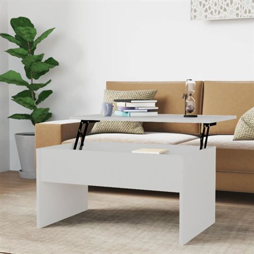 Vidaxl Blanc Table Basse 80X50,5X41,5 Cm Bois D Ingénierie - Image 3