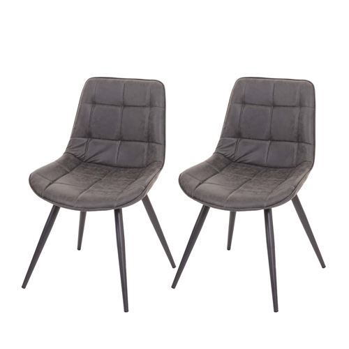 2x chaise de salle à manger MENDLER HWC-E57 aspect daim similicuir gris foncé