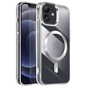 Coque MagSafe pour iPhone 12 Pro et 12 Dos Cristal Color Avizar Argent - 1