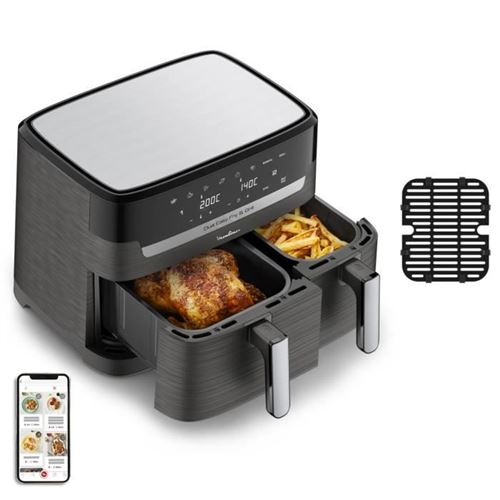 Friteuse Sans Huile + Grill 8,3L - 2 Tiroirs - 8 Programmes - Economie D'Énergie - Air Fryer - Dual Easy Fry&Grill - Ez905B20