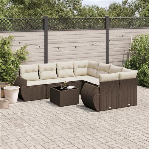 Salon de jardin modulable Vidaxl rotin marron 9 pieces x 71 x 69 8 personnes