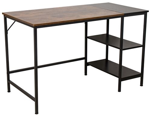 Bureau Ocala avec Plateau en MDF Cadre en Tubes d'acier et Colonne de rangement , Noir / Marron