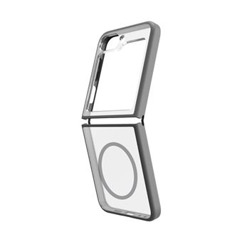 Coque pour Galaxy Z Flip6 Hybrid Soft avec Aimant Snap QDOS Gris