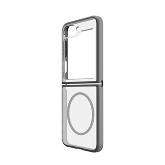 Coque pour Galaxy Z Flip6 Hybrid Soft avec Aimant Snap QDOS Gris