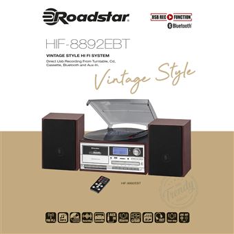 Platine Vinyle Bluetooth ROCKOLLA – 6 En 1 Avec Haut-Parleurs Et Enregistreur