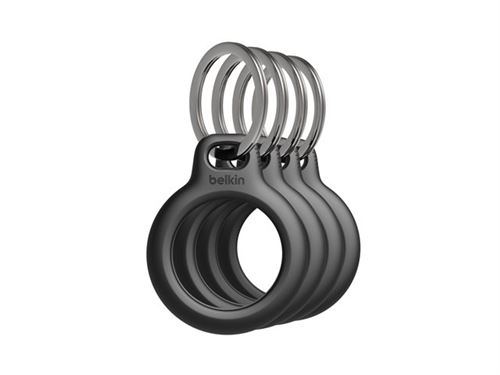 Belkin Secure holder with Keyring - Airtag - 4 Pack Black