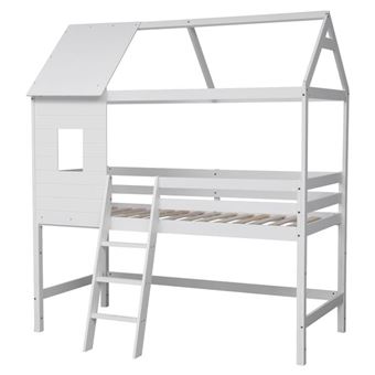 Lit Cabane Mezzanine Pour Enfant 190x90cm Blanc MARGOT - Lit Enfant ...