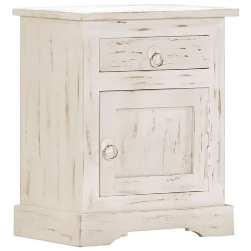 vidaXL Table de chevet Blanc 40 x 30 x 50 cm Bois de manguier massif